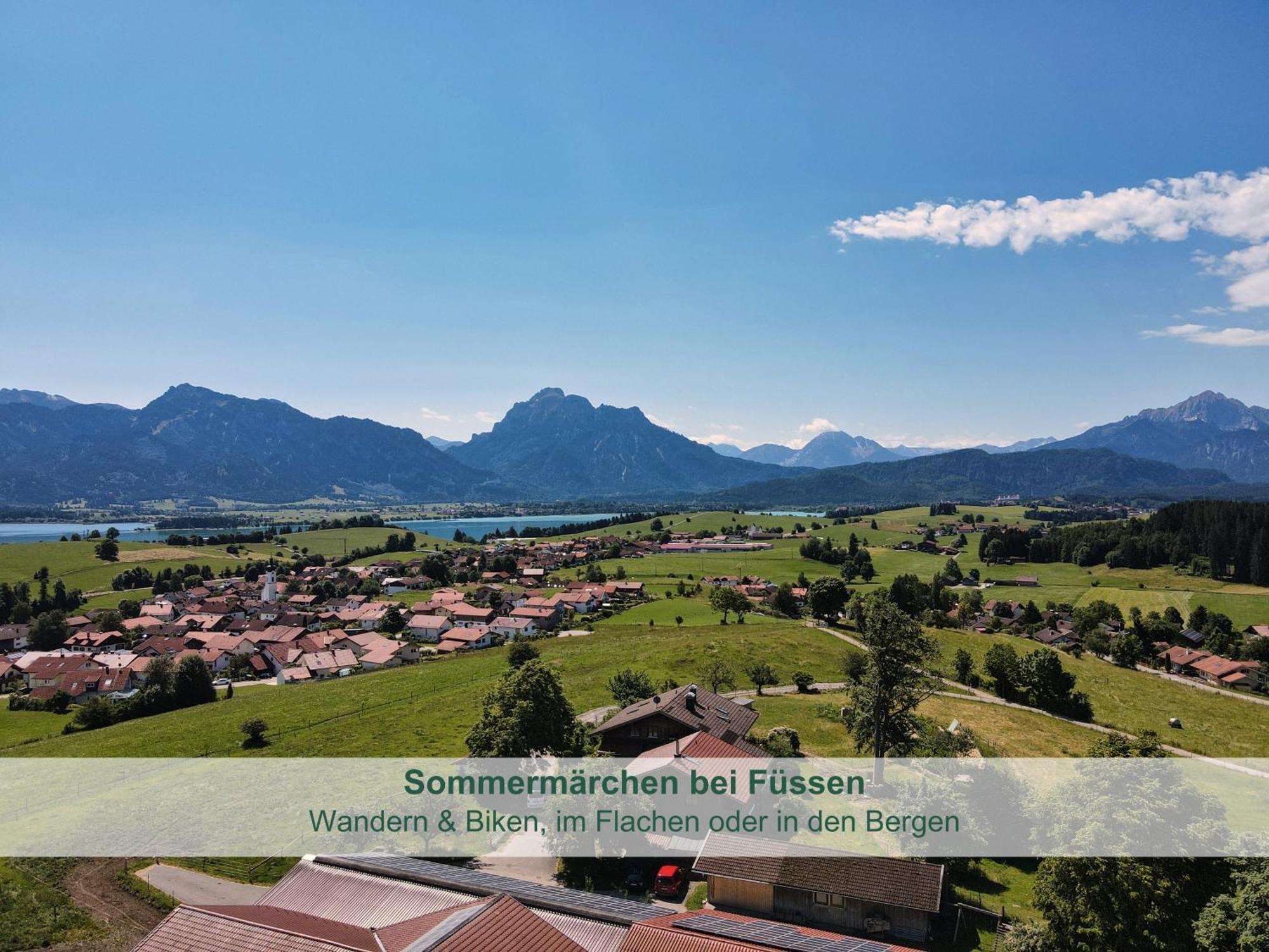 Chalet - Ferienwohnungen - Biohof Stoeger - Panoramasuedbalkon - Grandiose Aussicht Auf See, Berge Und Schloss Neuschwanstein Rieden Bagian luar foto