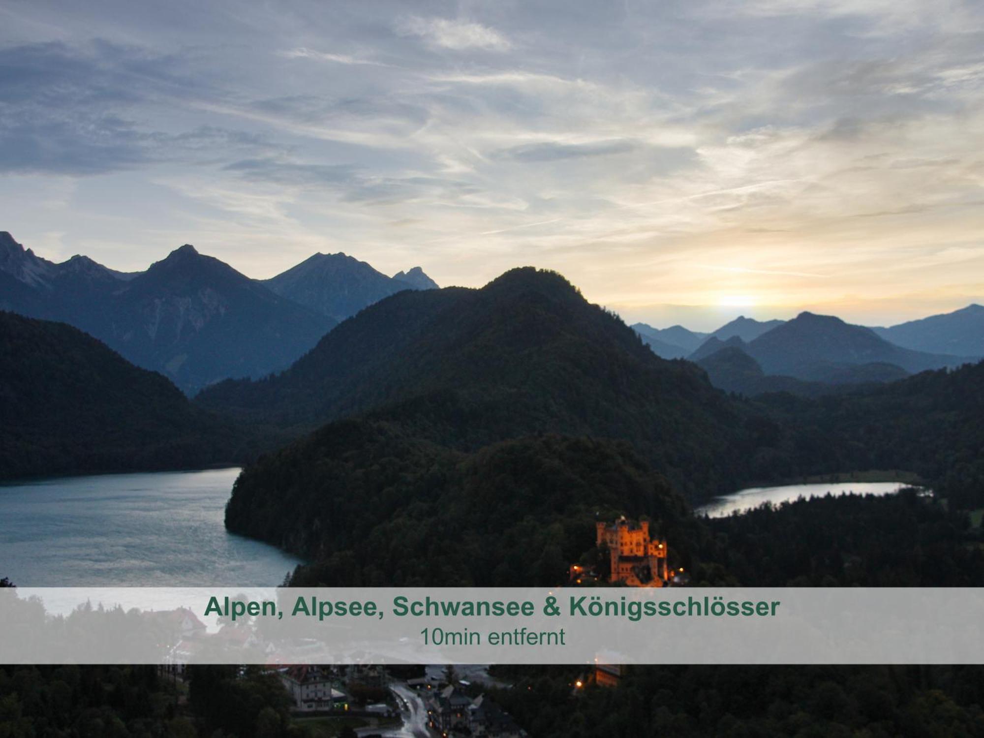 Chalet - Ferienwohnungen - Biohof Stoeger - Panoramasuedbalkon - Grandiose Aussicht Auf See, Berge Und Schloss Neuschwanstein Rieden Bagian luar foto